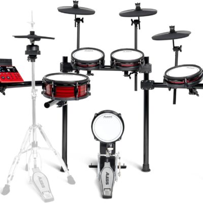 Alesis Nitro Ultimate Electric Drum Set with Dual Zone Quiet Mesh Pads, Movable Hi-Hat, 640 Authentic BFD Sounds and 52 Kits, Bluetooth, Drumeo, USB MIDI, Double Kick Compatible
