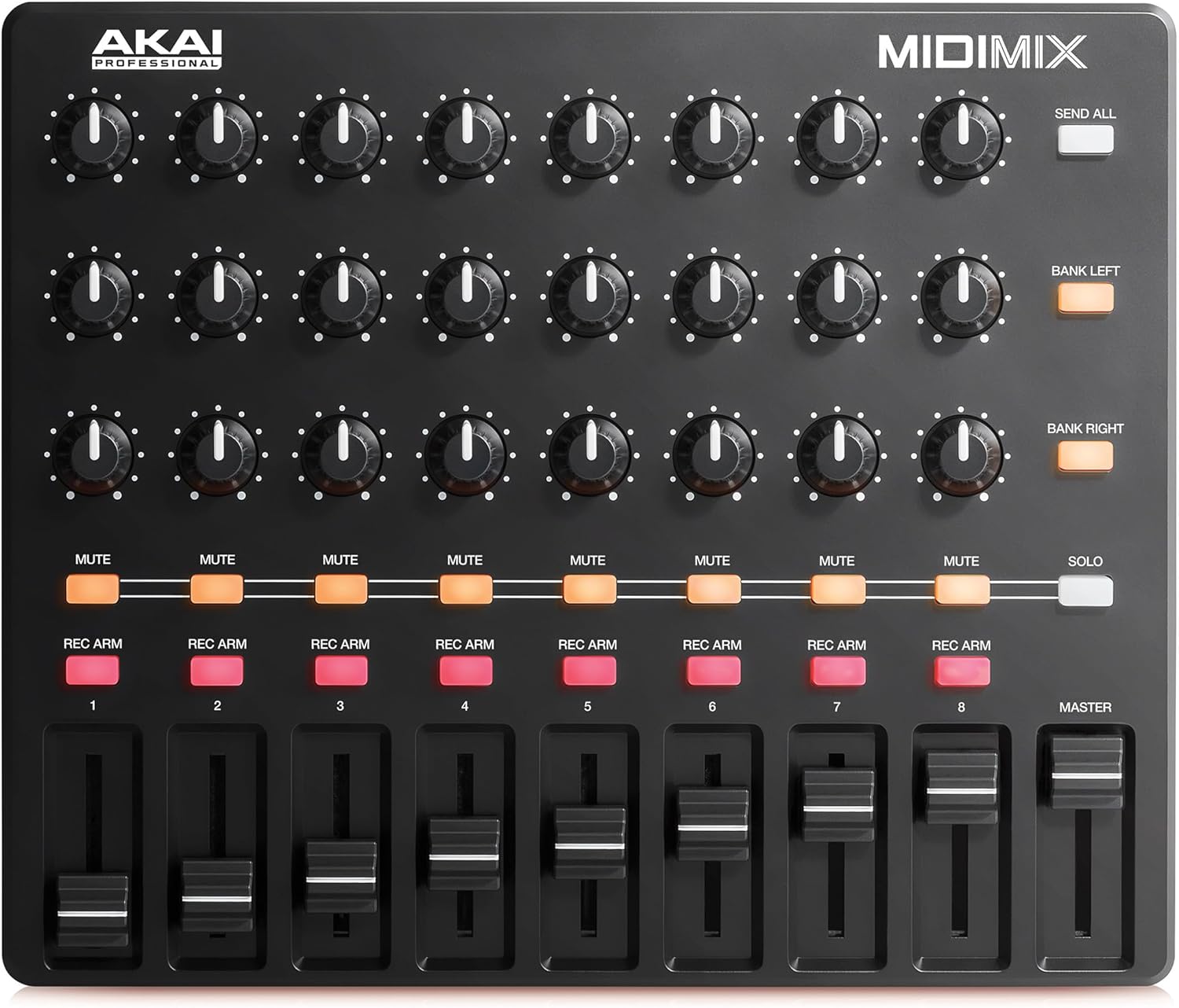 Akai Professional MIDImix – USB MIDI Controller Mixer with Assignable Faders and Master Fader, 24 Knobs and 16 Buttons, 1 to 1 Mapping With Ableton Live