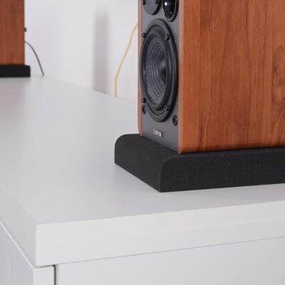 Sound Addicted – Studio Monitor Isolation Pads for 3-4.5 inches Small Speakers, Pair of 2 High Density Dampening Acoustic Stands Foam which Fits Most Bookshelfs and Desktops | SMPad 4