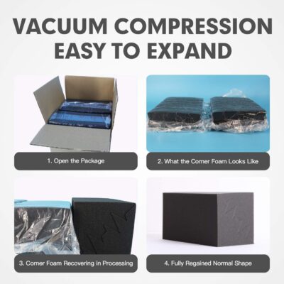 8 Pack – Bass Traps Acoustic Foam Corner, 8x8x12 Black Bass Traps Corner Studio Foam, High Density and Fire-Proof Acoustic Panels Recording Studio Acoustical Treatments