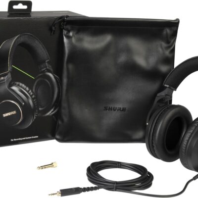 Shure SRH840A Professional Over-Ear Wired Studio Headphones – Critical Listening & Monitoring Headset with Tailored Frequency Response, Detailed Sound, Adjustable & Collapsible Design, Black