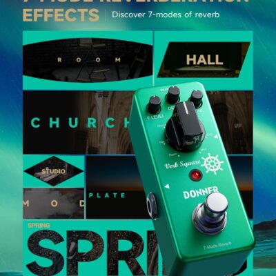 Donner Reverb Guitar Pedal, Verb Square Digital Reverb 7 Modes Room, Hall, Church, Spring, Plate, Studio, Mod, True Bypass