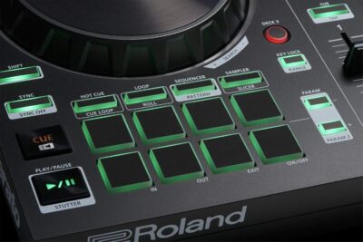 Roland DJ-202 DJ Controller Bundle with Stand, Headphones, and Austin Bazaar Polishing Cloth