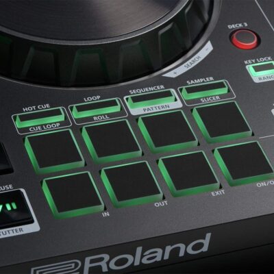 Roland DJ-202 DJ Controller Bundle with Stand, Headphones, and Austin Bazaar Polishing Cloth
