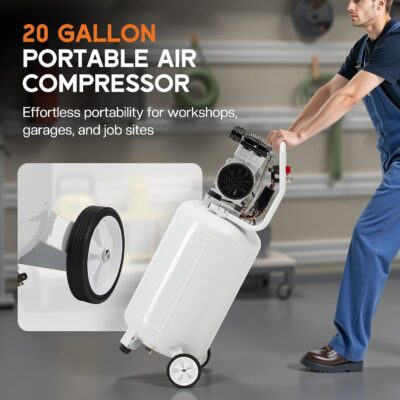 Albott 20 Gallon Vertical Air Compressor, 1.8 HP Electric Air Compressor with Copper Motor, 120 PSI Max, Portable Ultra Quiet Tank for Garage, Nailing, Tire Inflation