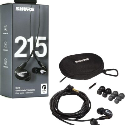 Shure SE215 PRO Wired Earbuds, Professional Sound Isolating Earphones with Clear Sound, Deep Bass, Secure in-Ear Fit, Carrying Case, Black (SE215-K)