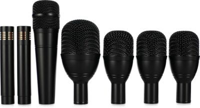 AUDIX FP7 Fusion Series 7-piece Drum Mic Kit for Kick, Snare, Toms, and Overheads with Travel Case – Black