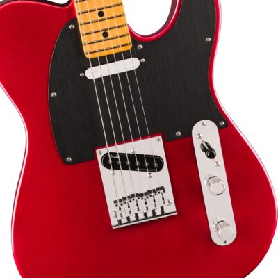 Fender American Ultra II Telecaster – Sinister Red Bundle with Case, Strap, Cable, Hat, and Guitar Cleaning Kit