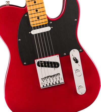 Fender American Ultra II Telecaster – Sinister Red Bundle with Case, Strap, Cable, Hat, and Guitar Cleaning Kit
