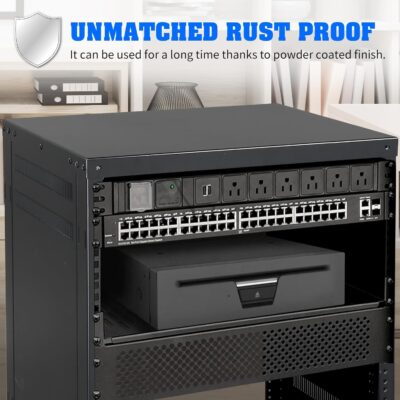 Ktaxon 12U Rack, 4/12/16/22U AV Rack Recording Studio Racks with Removable Side Panels, Lockable Casters and Special Vent Design, Server Rack for 19 Inch Rack Mounting (12U)