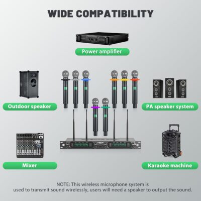 71p4T EBENL. AC SL1500 Phenyx Pro Wireless Microphone System, 8-Channel UHF Cordless Mic with Metal Handheld Wireless Mics, Fixed Frequency Dynamic Microphone for Karaoke,Church,Singing,DJ,260ft Range (PTU-4000-8H)