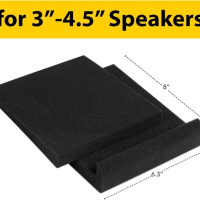 Sound Addicted – Studio Monitor Isolation Pads for 3-4.5 inches Small Speakers, Pair of 2 High Density Dampening Acoustic Stands Foam which Fits Most Bookshelfs and Desktops | SMPad 4