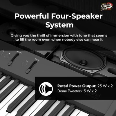 Roland FP-90X 88-Key Digital Piano – Black Bundle with Adjustable Stand, Bench, Sustain Pedal, Online Piano Lessons, Instructional DVD, and Austin Bazaar Polishing Cloth