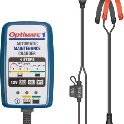 Tecmate Optimate 1 Global, TM-401, 4-Step 12V 0.6A Battery Charger-maintainer