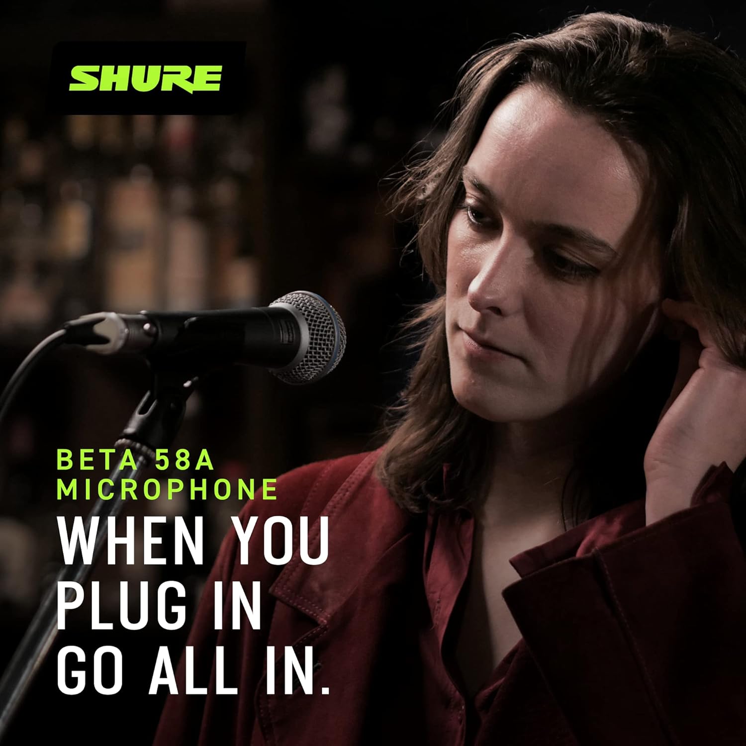 Shure BETA 58A Vocal Microphone – Single Element Supercardioid Dynamic Mic for Stage and Studio with A25D Adjustable Stand Adapter, 5/8 to 3/8 (Euro) Thread Adapter & Storage Bag, Brushed Nickel