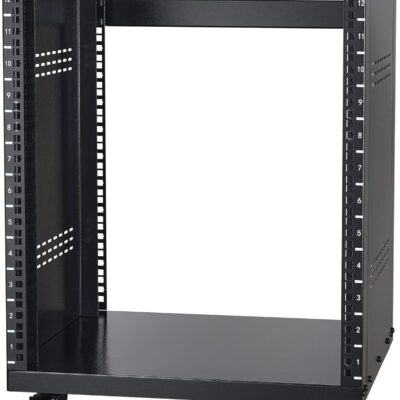 VEVOR 12U AV Rack Stand with Caster Wheels, Component Rack Cabinet Recording Studio Racks, Removable Side Panels, Universal Network Server Case, Special Vents for 19 Audio Video Rack Mounting