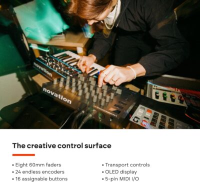 Novation Launch Control XL 3 – USB Powered, MIDI Control Surface and Mixer for DAW and Hardware Integration with 8 Faders, 24 Endless Encoders, 5-Pin MIDI I/O, and Music Software Bundle