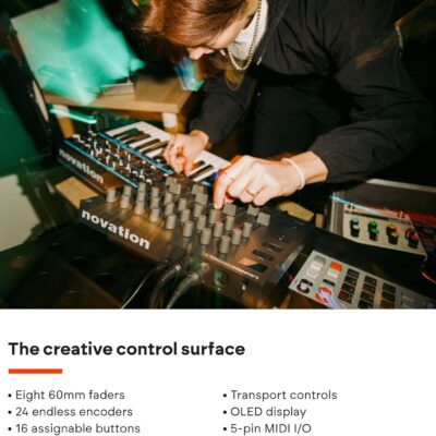 Novation Launch Control XL 3 – USB Powered, MIDI Control Surface and Mixer for DAW and Hardware Integration with 8 Faders, 24 Endless Encoders, 5-Pin MIDI I/O, and Music Software Bundle