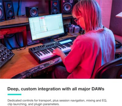 71sDxPV64TL. AC SL1500 Novation Launchkey 49 MK4 – 49 key Semi-Weighted, USB, MIDI Keyboard Controller with DAW Integration. Chord & Scale Modes, 8 Drum Pads, & Arpeggiator — Includes Software Bundle for Music Production