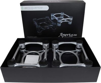 IsoAcoustics Aperta Series Isolation Speaker Stands with Tilt Adjustment: Aperta200 (7.8 x 10) Black Pair