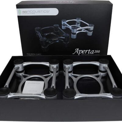 IsoAcoustics Aperta Series Isolation Speaker Stands with Tilt Adjustment: Aperta200 (7.8 x 10) Black Pair