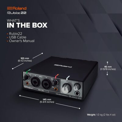 Roland Rubix22 2-In/2-Out USB Audio Interface | High-Resolution Audio | Record with Mics, Guitars, Keys & More | Compact & Durable Build | Compatible with Mac, PC & iPad | Expanded I/O Features