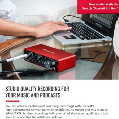 Focusrite Scarlett 2i2 3rd Gen USB Audio Interface for Recording, Songwriting, Streaming and Podcasting — High-Fidelity, Studio Quality Recording, and All the Software You Need to Record