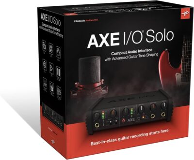 IK Multimedia AXE I/O SOLO premium 2-in 3-out 24-bit, 96 kHz USB audio interface for Mac/PC with advanced guitar tone shaping, Hi-Z re-amp out and massive AmpliTube and TONEX software bundle