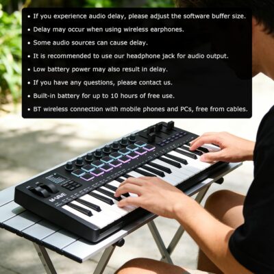 M-VAVE SMK37 PRO MIDI keyboard controller with 16 backlit drum pads, perfect for music production and beat making with responsive touch sensitivity