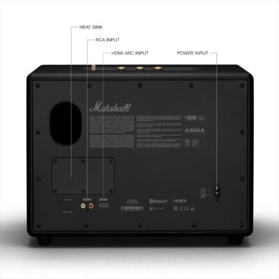 71uzoqAAjcL. AC SL1500 Marshall Woburn III Bluetooth Home Speaker – Loud Stereo Sound with Bass and Treble Controls | Plug-in Powered | Record Player Compatible | HDMI, RCA, 3.5 mm Aux Inputs – Black