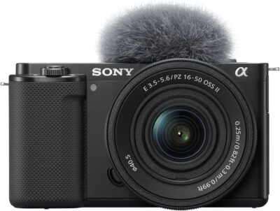 Sony Alpha ZV-E10 – APS-C Interchangeable Lens Mirrorless Vlog Camera Kit – Black, ZVE10KB