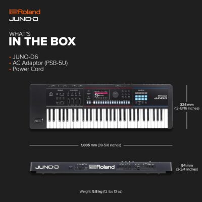 71vB5dDBbFL. AC SL1500 Roland JUNO-D6 Synthesizer | 61-Note Keyboard with Synth Action | ZEN-Core Engine with Over 3800 Onboard Sounds | Intuitive Creative Tools | USB-C Audio/MIDI Interface for Mobile & Computers