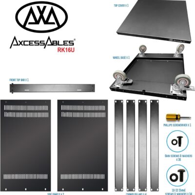 AxcessAbles 16U AV Case with Wheels | Metal Studio Cabinet | 19-Inch Universal Equipment Rack | Open-Frame Option | Home Server