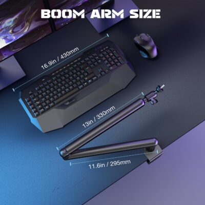 71vVtfy92BL. AC SL1500 FIFINE Microphone Boom Arm, Low Profile Adjustable Stick Microphone Arm Stand with Desk Mount Clamp, Screw Adapter, Cable Management, for Podcast Streaming Gaming Studio-BM88