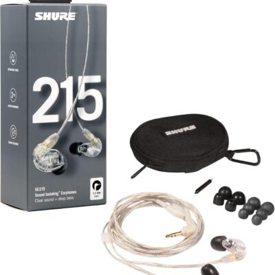 Shure SE215 PRO Wired Earbuds, Professional Sound Isolating Earphones with Clear Sound, Deep Bass, Secure in-Ear Fit, Carrying Case, Clear