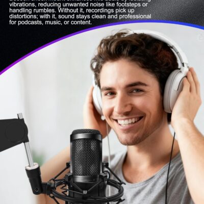 Universal Microphone Shock Mount, Mic Clip Holder for Diameter 47mm-53mm Mic Anti Vibration Adjustable High Isolation Shock Mount