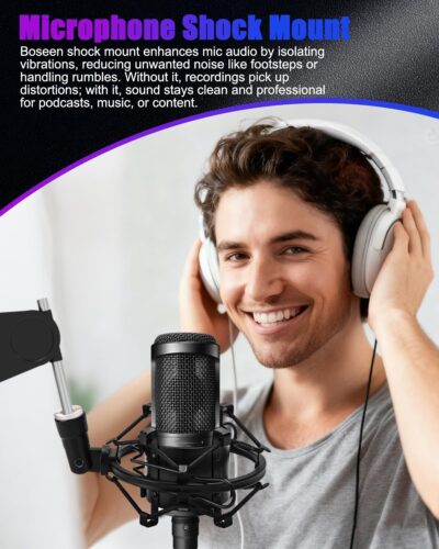 Universal Microphone Shock Mount, Mic Clip Holder for Diameter 47mm-53mm Mic Anti Vibration Adjustable High Isolation Shock Mount