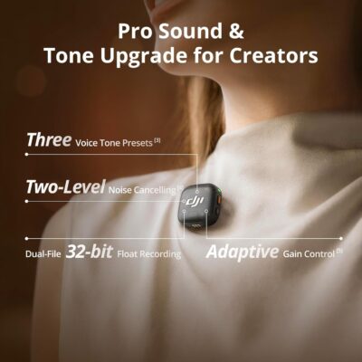 DJI Mic 3 (2 TX + 1 RX + Charging Case), Wireless Microphone for iPhone/Camera/Android, Ultralight, Adaptive Gain Control for Balanced Volume, Dual Band Anti-Interference, 28hrs Use, Vlog