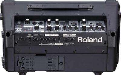 Roland Cube Street EX 4-Channel 50-Watt Battery-Powered Amplifier Bundle with Microphone, Instrument Cable, Batteries, and Austin Bazaar Polishing Cloth