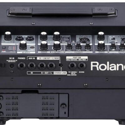 Roland Cube Street EX 4-Channel 50-Watt Battery-Powered Amplifier Bundle with Microphone, Instrument Cable, Batteries, and Austin Bazaar Polishing Cloth