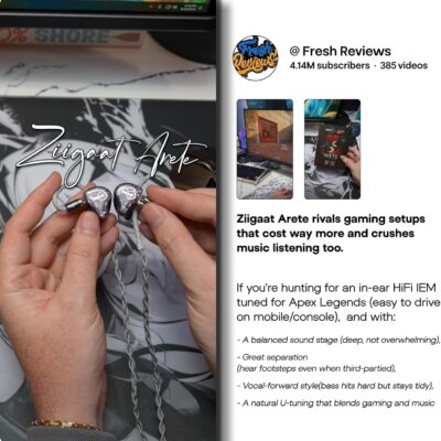 71wXUHr5cdL. AC SL1500 Linsoul ZiiGaat x Fresh Reviews Arete in Ear Monitor, 1DD+4BA Hybrid Earphone IEM, Wired Gaming Earbuds, Studio Monitor Tunning, with Detachable IEM Cable for Musician Audiophile(Black)