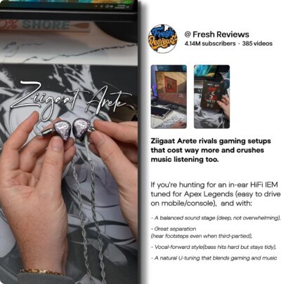 71wXUHr5cdL. AC SL1500 Linsoul ZiiGaat x Fresh Reviews Arete in Ear Monitor, 1DD+4BA Hybrid Earphone IEM, Wired Gaming Earbuds, Studio Monitor Tunning, with Detachable IEM Cable for Musician Audiophile(Black)