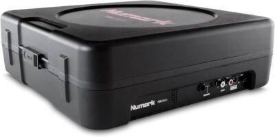 Numark PT01 Scratch | DJ Turntable for Portablists With User Replaceable Scratch Switch, Built In Speaker, Power via Battery or AC Adapter, Three Speed RPM Selection & USB Connectivity