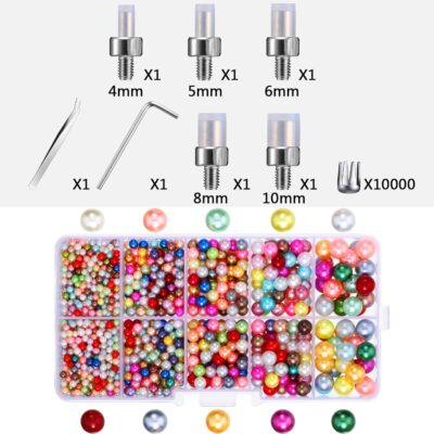 Pearl Setting Machine and Hand Press Pearl Setting Tools, Beads Rivet Fixing Machine with Beads Screw Heads Tweezers for DIY Crafts Accessories