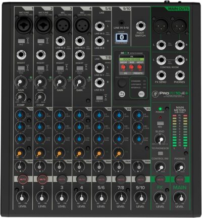 Mackie ProFX10v3+ 10-Channel Professional Analog Mixer with USB, Onyx Mic Preamps, GigFX Effects Engine, and Bluetooth