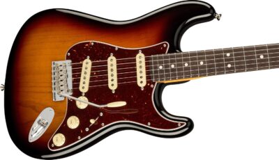 Fender American Professional II Stratocaster – 3-Color Sunburst Bundle with Case, Strap, Cable, and Guitar Cleaning Kit