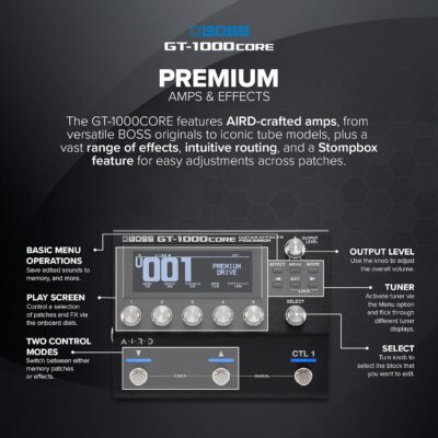 BOSS GT-1000CORE Guitar Effects Processor in a Compact Pedal | Unlimited Sound Creation | Unmatched Sound Quality with 32-Bit AD/DA | 32-Bit Floating-Point Processing | Cutting-Edge AIRD Technology