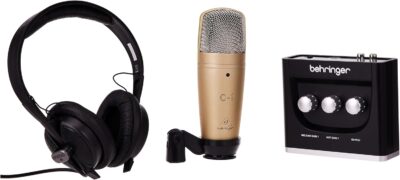 Behringer U-PHORIA STUDIO Complete Recording/Podcasting Bundle with USB Audio Interface, Condenser Microphone, Studio Headphones and More