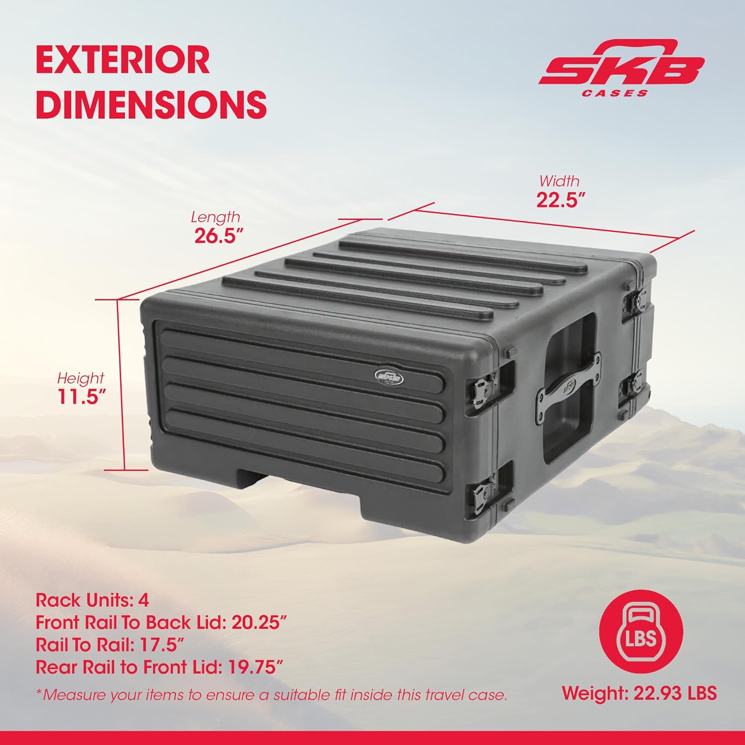 SKB 4U rSeries Rolling Rack with Integrated Back Wheels and 1-Touch Pull Handle, Comes with 4 Rack Units and Interlocking Molded Stacking Bars