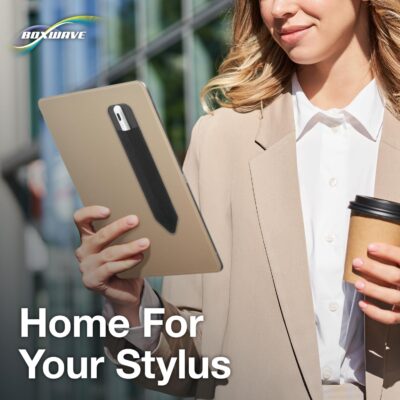 BoxWave Stylus Pouch Compatible with DiGiCo Quantum 338 – Stylus PortaPouch, Pen Stylii Holder Carrier Portable Self-Adhesive – Jet Black